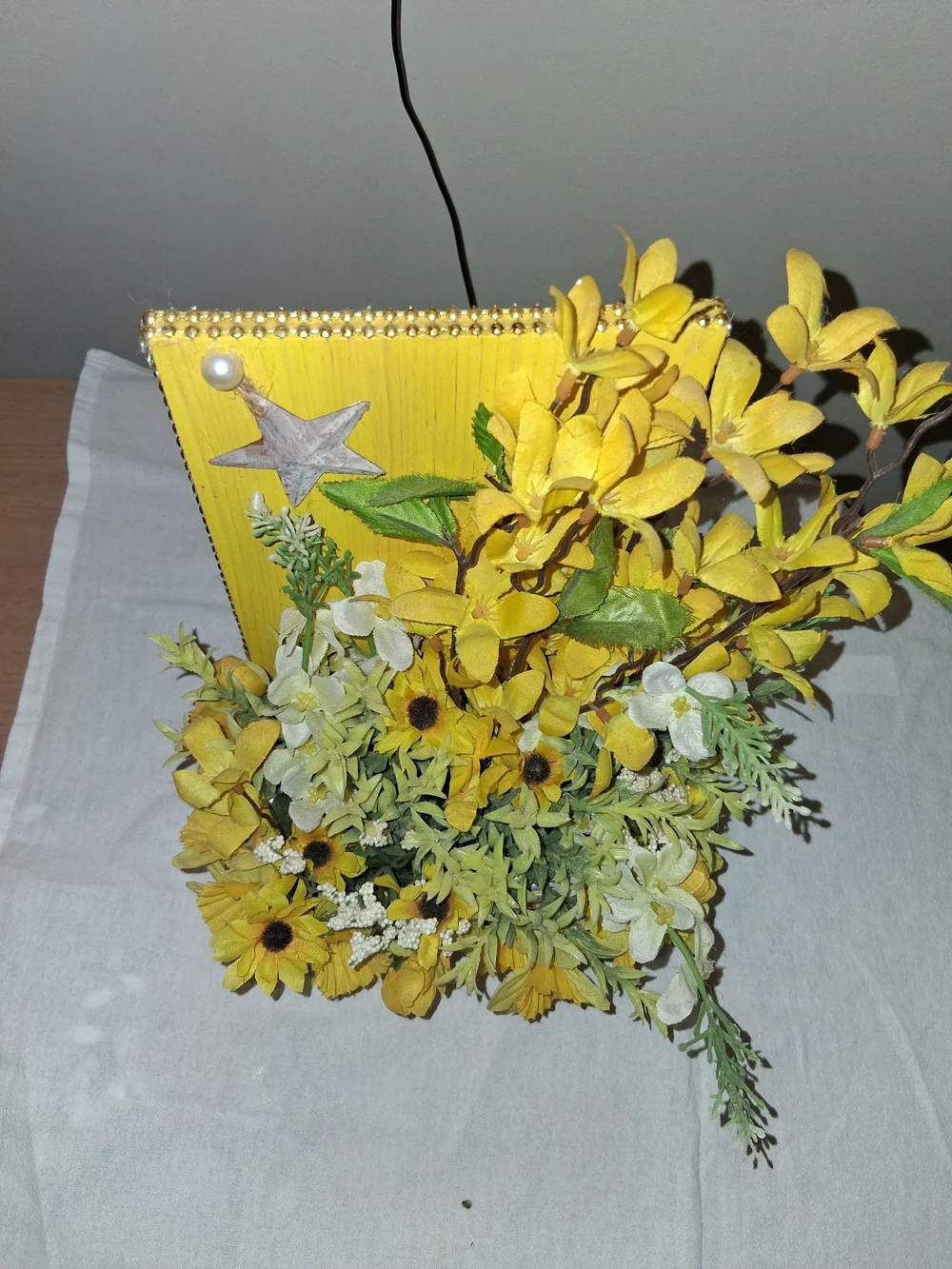 Bright Yellow Faux Floral Arrangement with Green Foliage - Home Accent